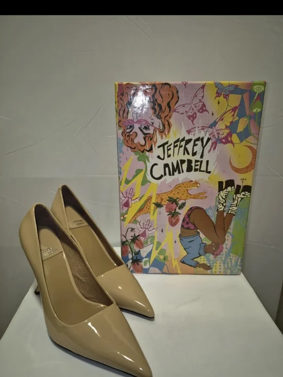 Jeffrey Campbell Beige Patent Pointed-Toe Pumps - Picture 1 of 6